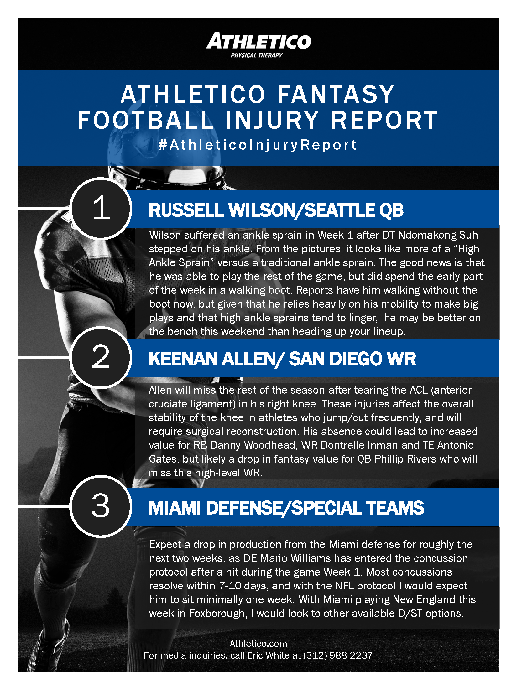 Athletico Fantasy Football Injury Report Week 2 Athletico